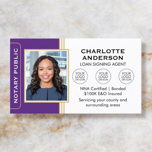 Carte De Visite Agent de signature notariale de style classique ID