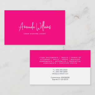 Carte De Visite Agent de signature notariale vibrant rose chaud Li