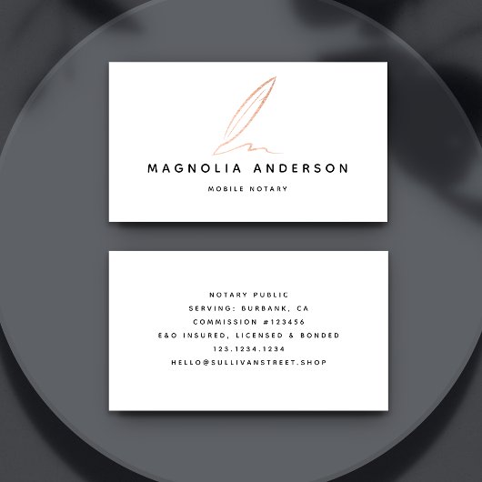 Carte De Visite Agent de signature publique notaire Rose Gold Foil
