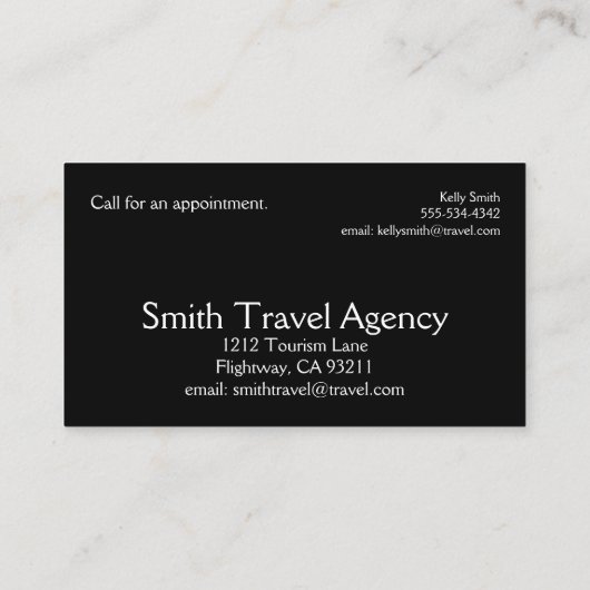 Carte De Visite Agent de voyage (Dos)