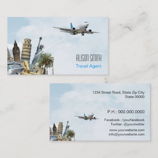 Carte De Visite Agent de voyage (Devant / Derrière)