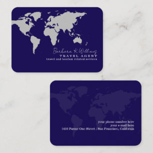 Carte De Visite Agent de voyage bleu élégant