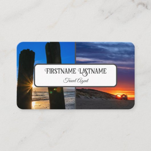 Carte De Visite Agent de voyage coucher soleil océan photos de pla (Devant)