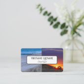 Carte De Visite Agent de voyage coucher soleil océan photos de pla (Debout devant)