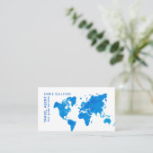 Carte De Visite Agent de voyage de Blue World Map (Debout devant)