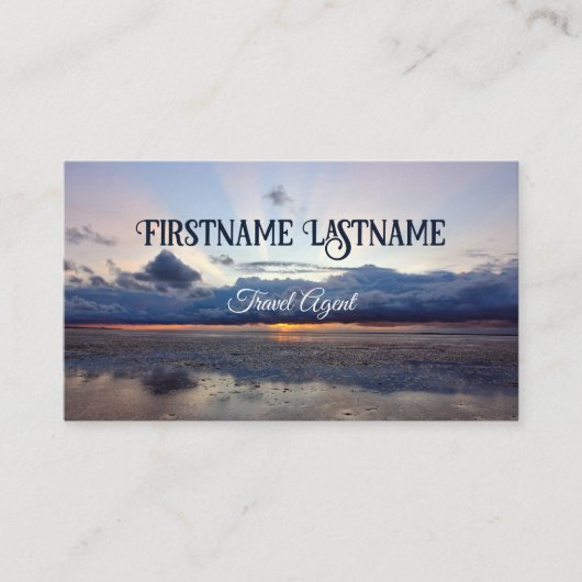 Carte De Visite Agent de voyage dramatique ciel océan soleil de pl (Devant)