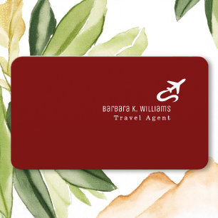 Carte De Visite Agent de voyage Minimaliste rouge profond