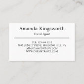 Carte De Visite Agent de voyage moderne professionnel Plage vacanc (Dos)