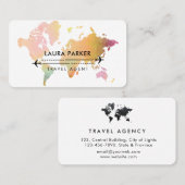 Carte De Visite Agent de voyage World Map Vacation Services Paint (Devant / Derrière)