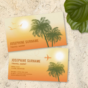Carte De Visite Agent de voyages au coucher de soleil orange et pa