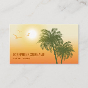 Carte De Visite Agent de voyages au coucher de soleil orange et pa