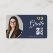 Carte de visite agent financier QR Code bleu marin (Devant)
