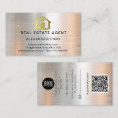 Carte De Visite Agent immobilier argent métal or marbre (Devant / Derrière)
