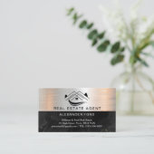 Carte De Visite Agent immobilier argent métal or marbre (Debout devant)