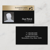 Carte De Visite Agent immobilier avec Frontière Gold Photo (Devant / Derrière)