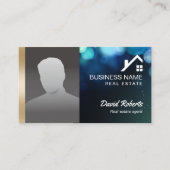 Carte De Visite Agent immobilier avec photo Moderne Bokeh Lumières (Devant)