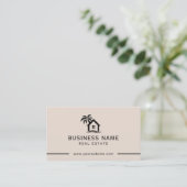 Carte De Visite Agent immobilier Beach House Logo Blush Pink (Debout devant)
