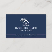 Carte De Visite Agent immobilier Beach House Logo Marine Blue (Devant)