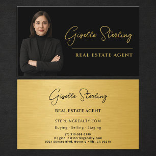 Carte De Visite Agent immobilier Black Gold Luxe Métallisé