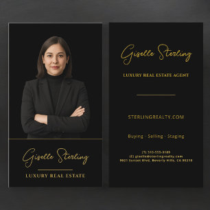 Carte De Visite Agent immobilier Black Gold Professionnel