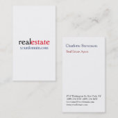 Carte De Visite Agent immobilier blanc élégant professionnel (Devant / Derrière)