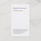 Carte De Visite Agent immobilier blanc élégant professionnel (Dos)