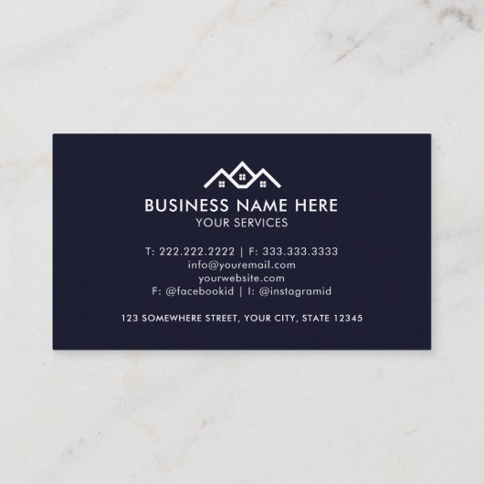 Carte De Visite Agent immobilier bleu bleu bleu bleu marine (Dos)