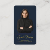 Carte De Visite Agent Immobilier Bleu Nuit Or (Devant)