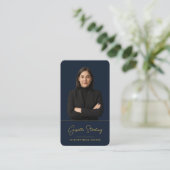 Carte De Visite Agent Immobilier Bleu Nuit Or (Debout devant)