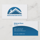 Carte De Visite Agent immobilier bleu professionnel moderne (Devant / Derrière)