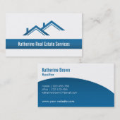 Carte De Visite Agent immobilier bleu professionnel moderne (Devant / Derrière)