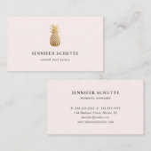 Carte De Visite Agent immobilier Blush Pink Gold Pineappil Island (Devant / Derrière)