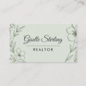 Carte De Visite Agent immobilier Botanique Sage Vert Moderne (Devant)