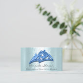 Carte De Visite Agent immobilier Broker Maison bleue Parties scint (Debout devant)