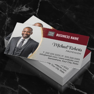 Carte De Visite Agent immobilier Burgundy Red Professional Photo