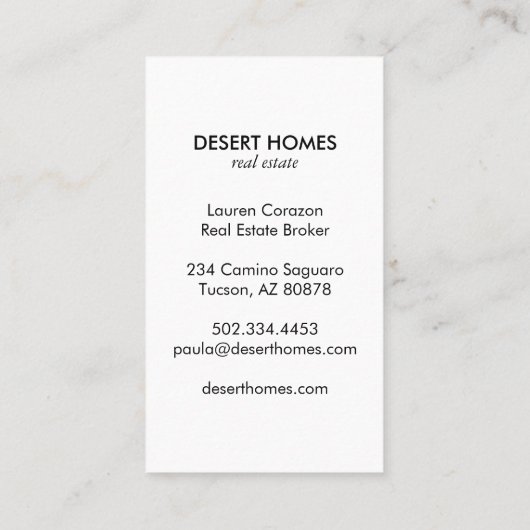Carte De Visite Agent immobilier Cactus jaune Bloom Désert Photo (Dos)