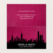 Carte De Visite Agent immobilier Cityscape | Cuir rose (Extérieur déplié)