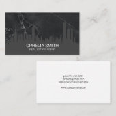 Carte De Visite Agent immobilier Cityscape Marbre (Devant / Derrière)