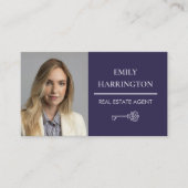 Carte De Visite Agent Immobilier Classique Clé Code QR Violet (Devant)