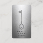 Carte De Visite Agent immobilier Clé Argent Réalisateur moderne (Devant)