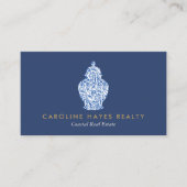 Carte De Visite Agent immobilier côtier Logo Jar Ginger Bleu (Devant)