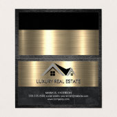 Carte De Visite Agent immobilier | Cuir métal or (Extérieur déplié)