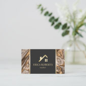 Carte De Visite Agent immobilier Cuivre moderne et marbre d'or (Debout devant)