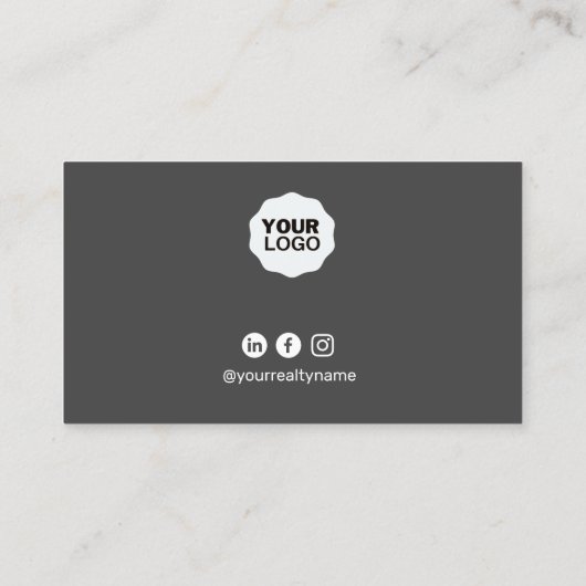 Carte De Visite Agent immobilier Dark Grey Professional (Dos)