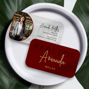 Carte De Visite Agent immobilier de courtier Red and Gold Realtor