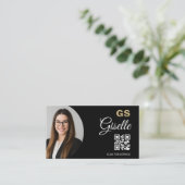 Carte De Visite Agent immobilier de luxe Black Gold Photo QR Code (Debout devant)