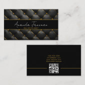 Carte De Visite Agent immobilier de luxe Chic Black & Gold (Devant / Derrière)