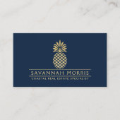 Carte De Visite Agent immobilier de luxe côtier Gold Pineapple Nav (Devant)
