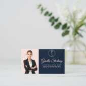 Carte De Visite Agent immobilier de luxe Marine Blush Photo QR Cod (Debout devant)