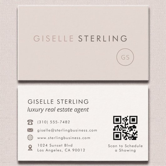Carte De Visite Agent immobilier de luxe QR Code bleu rose